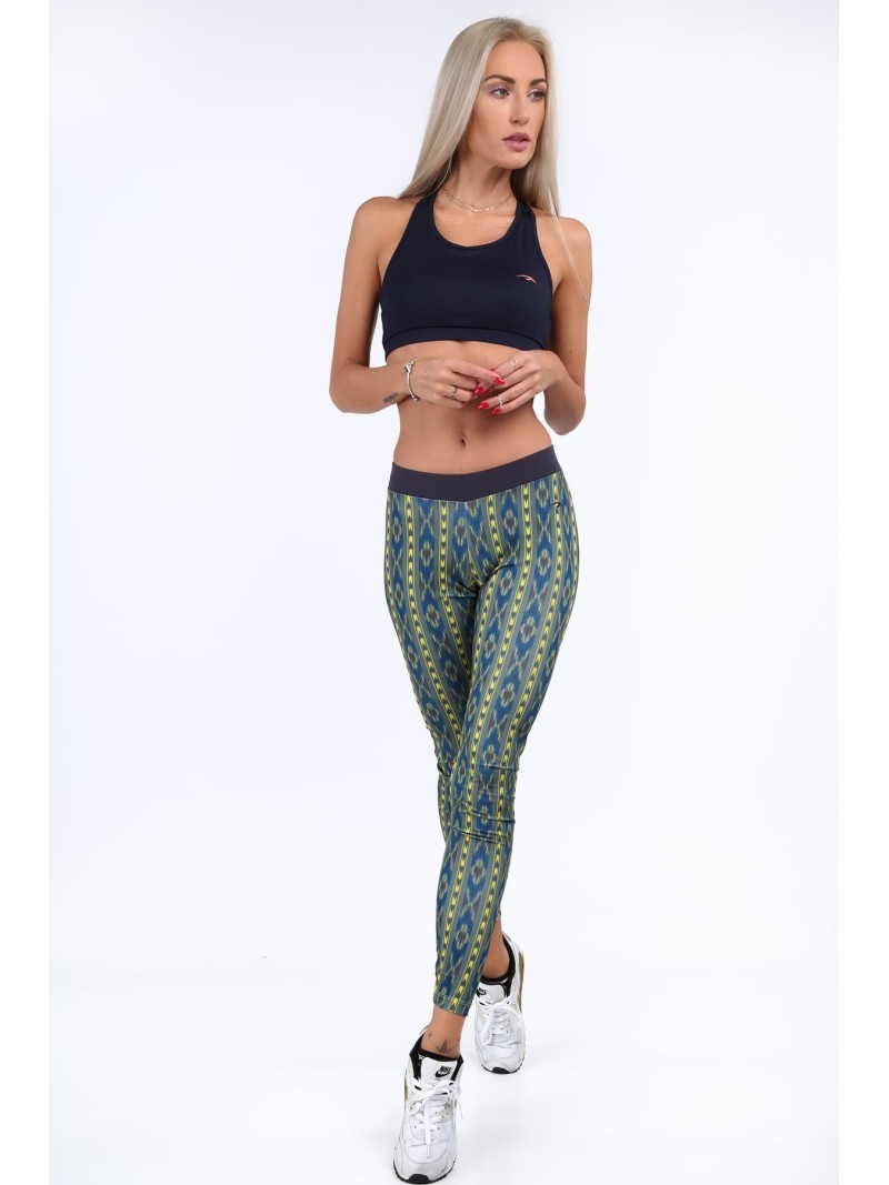 Yellow sports leggings with patterns MR11514 - Online store - Boutique